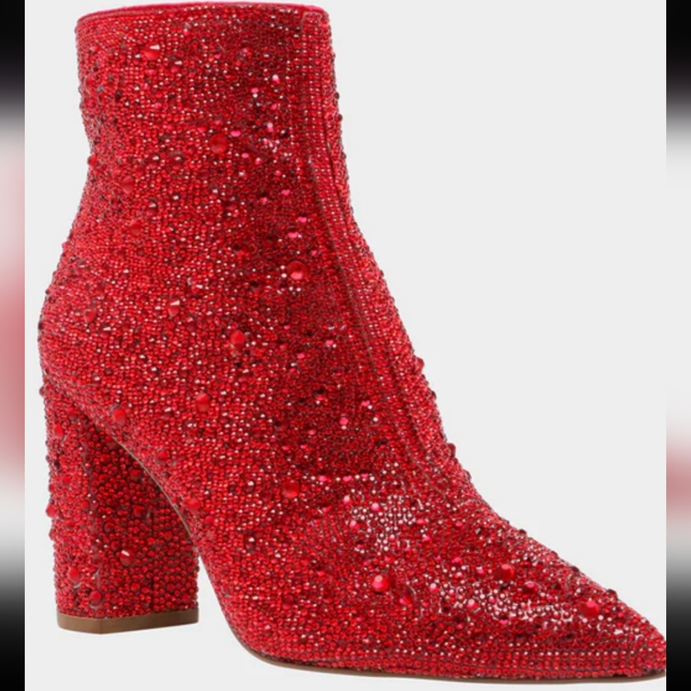 SOLD NEW Betsey Johnson Cady Red Booties Size 10M - Picture 1 of 8